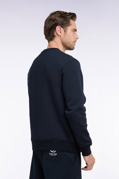 Sweatshirt en molleton marine brodé coupe droite - Image 3
