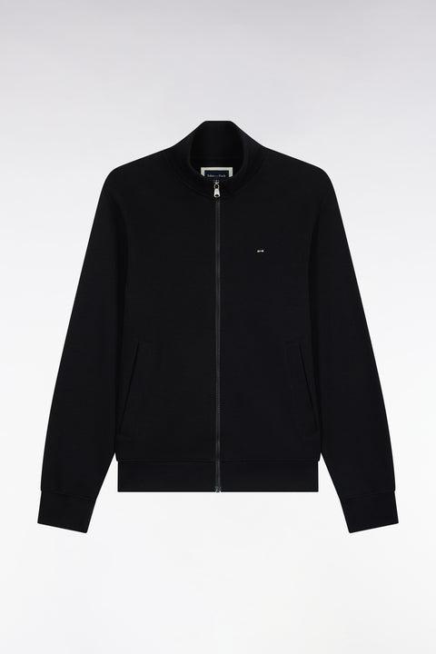 Sweatshirt zippé en molleton coton noir coupe droite - Image 2