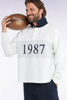 Loose fit unisex sweatshirt in heathered ecru interlock
