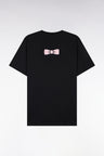 Short-sleeved black cotton straight-cut bow tie t-shirt