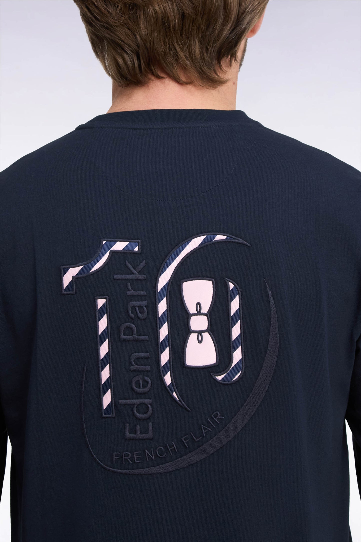T-shirt manches longues en coton marine coupe droite