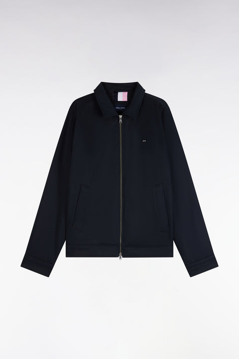 Straight cut black stretch cotton jacket - Image 1