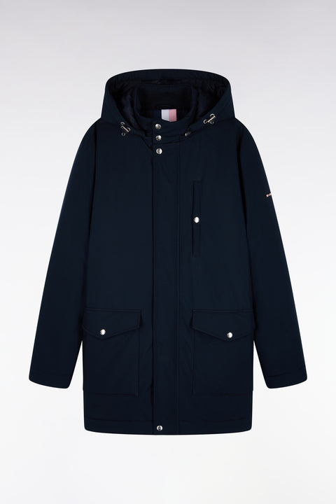 Navy brushed nylon parka - Image 2