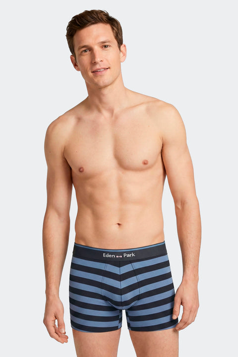 Pack of 2 plain and navy striped stretch cotton jersey boxers - Image 2