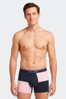 Pack of 2 boxers in plain stretch cotton jersey and navy and pink checkerboards