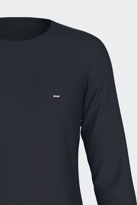 Long pajamas set in navy stretch Tencel - Image 3