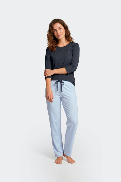 Long two-tone cotton pajamas set - Image 2