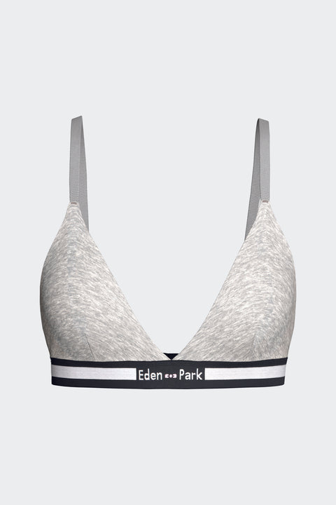 Triangle bra in gray stretch cotton with logo - Image 1