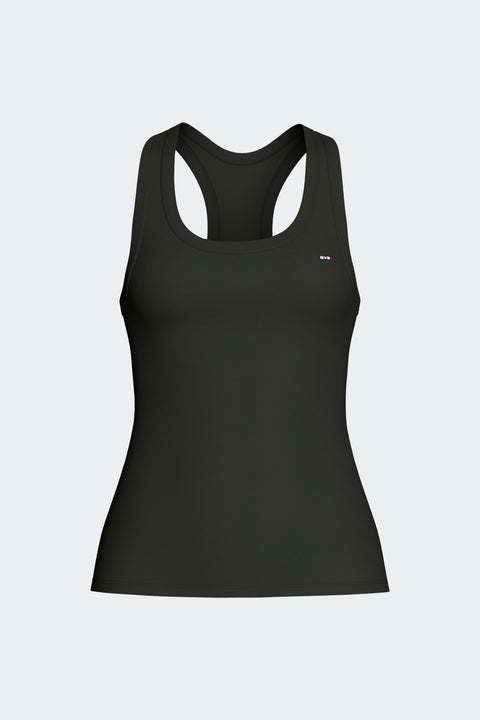 Black stretch Tencel racerback tank top - Image 1