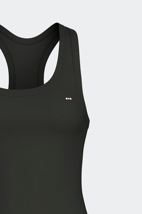 Black stretch Tencel racerback tank top - Image 3