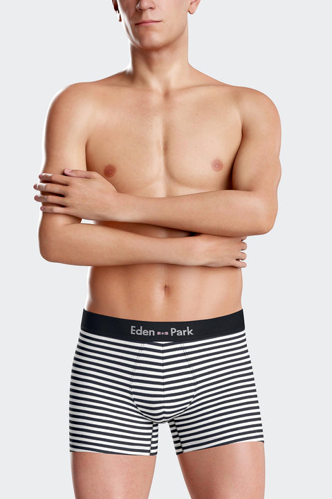 Set of 2 white and striped stretch cotton boxers - Image 3