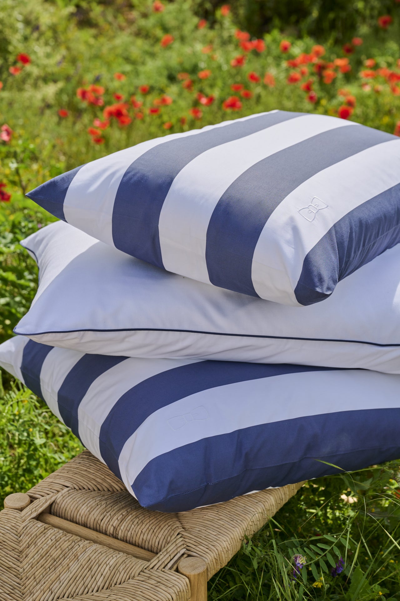 Duo of square striped pillow case