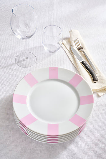 Set of 6 pink plates in Limoges porcelain