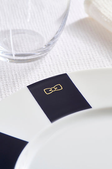 Set of 6 navy deep dessert plates in Limoges porcelain - Image 2