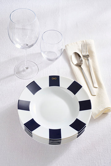 Set of 6 Limoges porcelain navy dessert plates