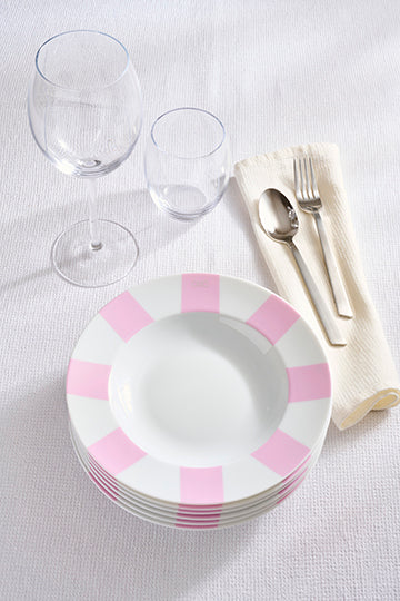 Set of 6 Limoges porcelain pink dessert plates - Image 3