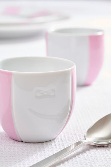 Set of two porcelain coffee cups with pink glazed interior - Image 2
