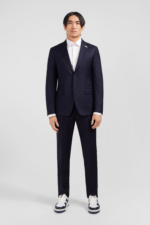 Slim-fit suit in navy blue wool - Image 2