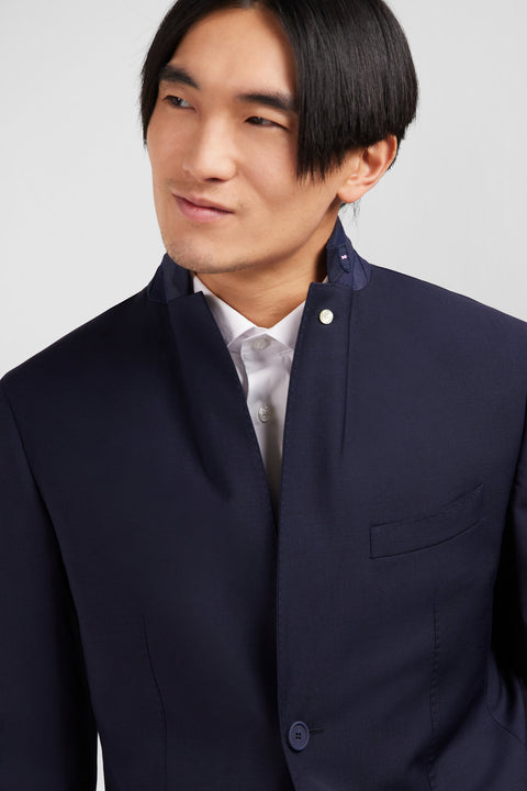 Dark blue blazer with embossed bow detail - Image 1