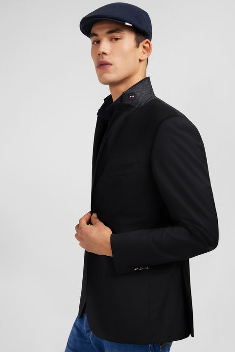Slim fit black 100% wool blazer - Image 1