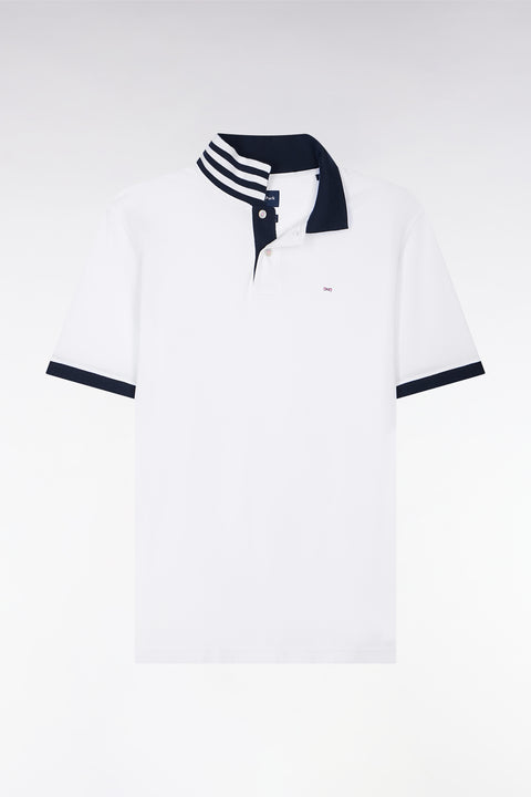 White pima cotton polo with contrasting accents - Image 2