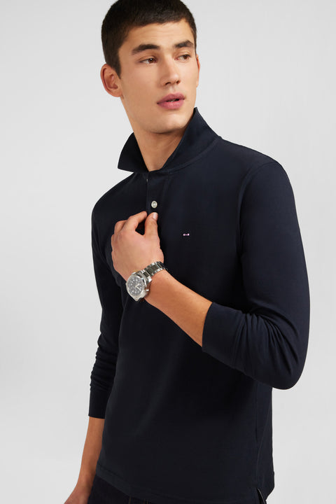 Black cotton polo with contrasting neck - Image 3