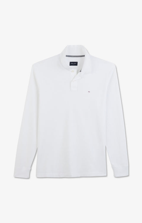 White cotton polo with contrasting neck - Image 2
