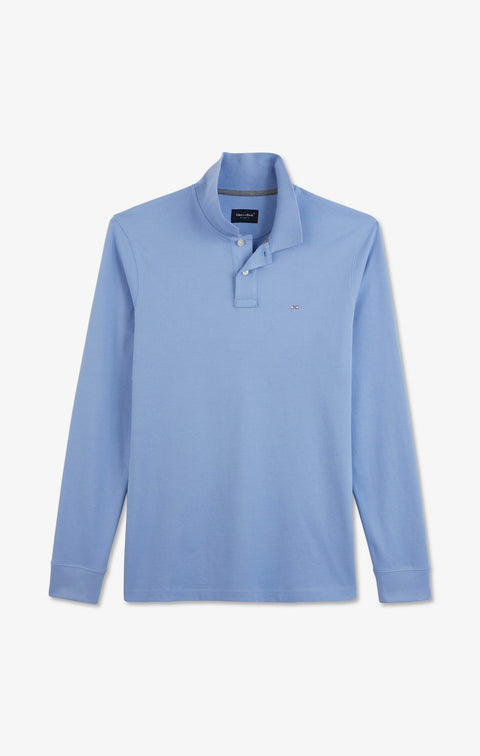 Light blue cotton polo with contrasting neck - Image 2