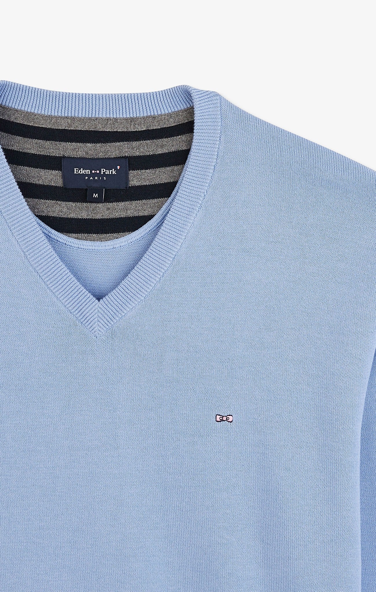 Blue cotton V-neck sweater