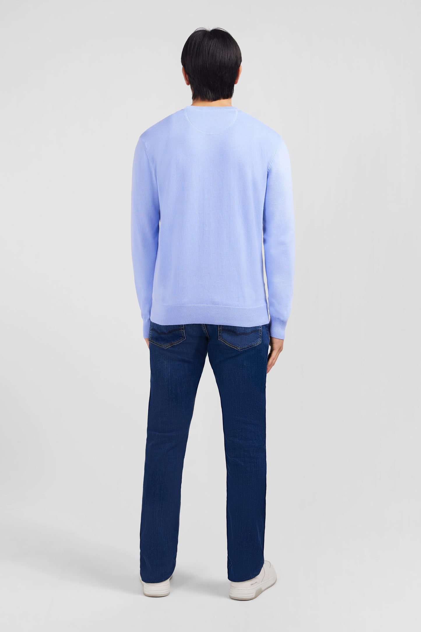 Blue cotton V-neck sweater