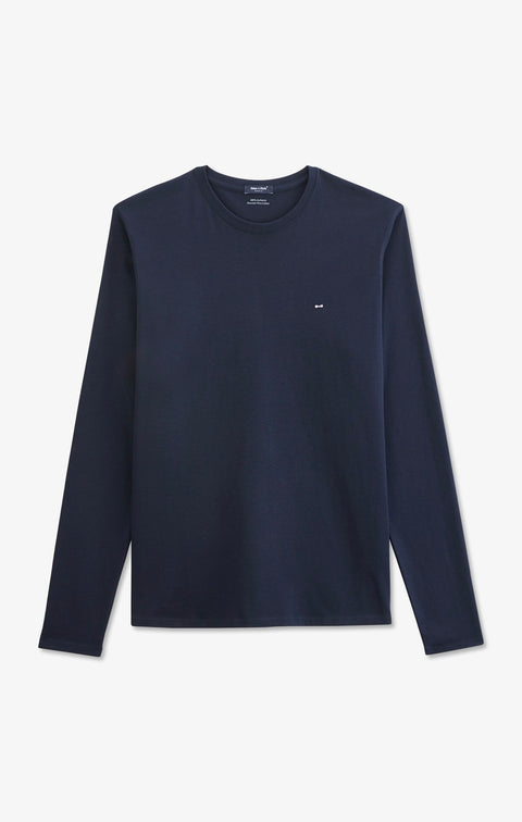 Long sleeved navy blue cotton t-shirt - Image 2