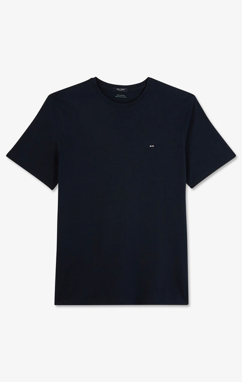 Crew neck navy blue pima cotton t-shirt - Image 2