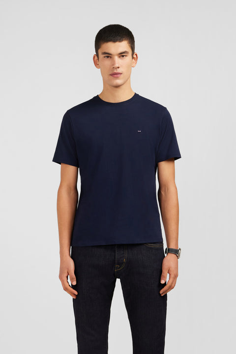 Crew neck navy blue pima cotton t-shirt - Image 3