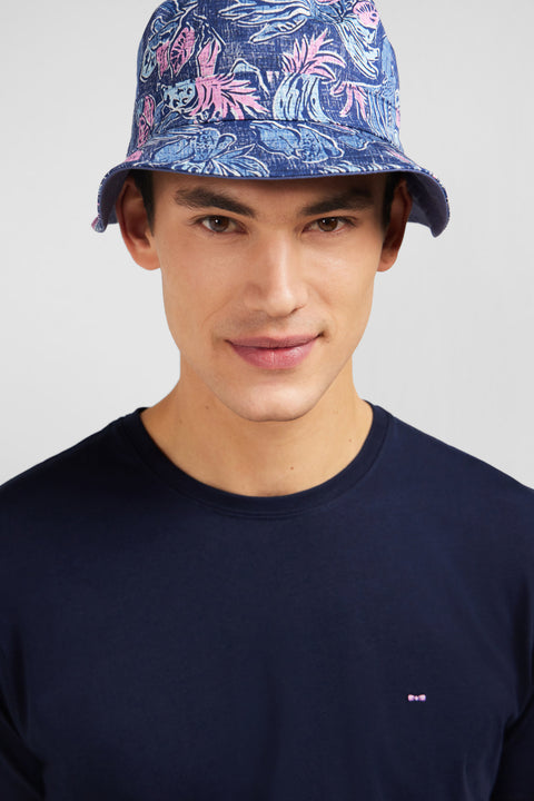 Crew neck navy blue pima cotton t-shirt - Image 1