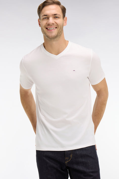 V-neck white light pima cotton t-shirt - Image 1
