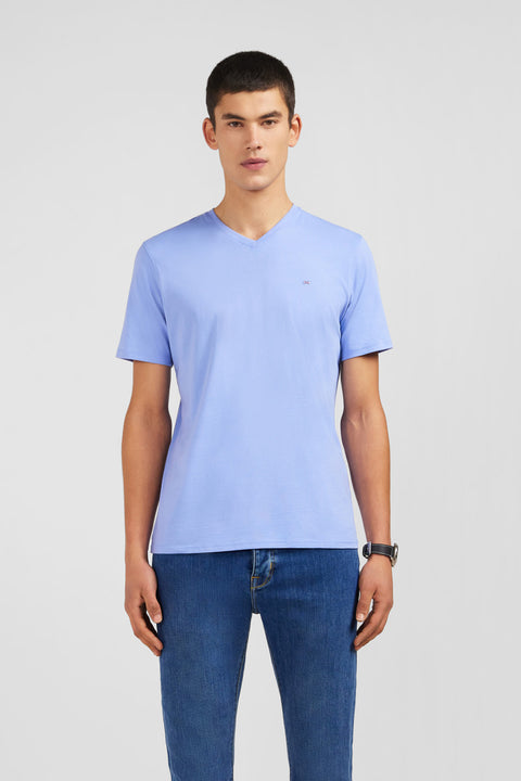 V-neck blue light pima cotton t-shirt - Image 3
