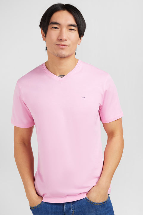 V-neck pink light pima cotton t-shirt - Image 1