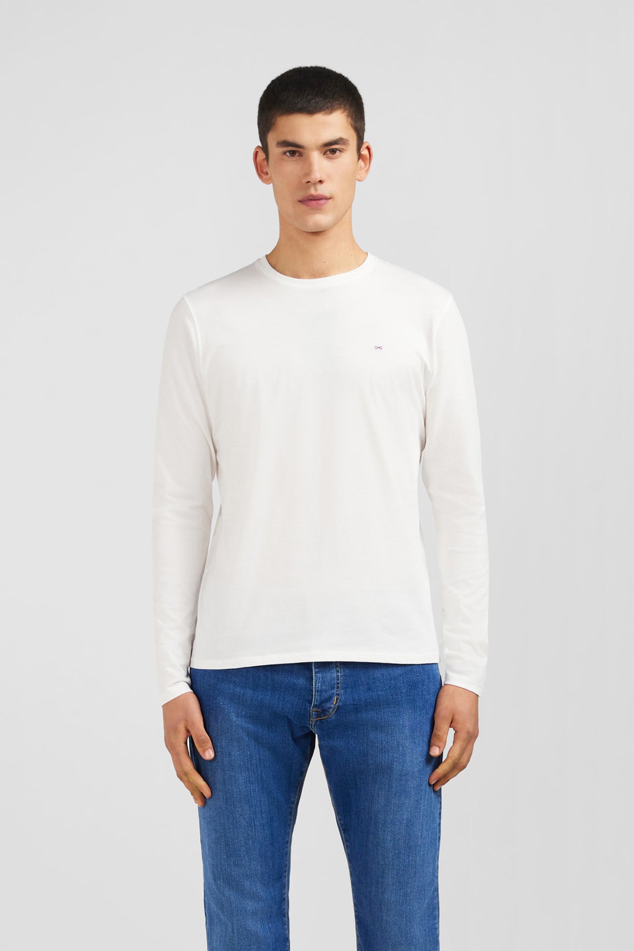 Long sleeved white cotton t-shirt