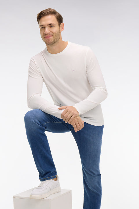 Long sleeved white cotton t-shirt - Image 1