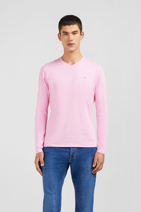 Long sleeved pink V neck t-shirt - Image 1