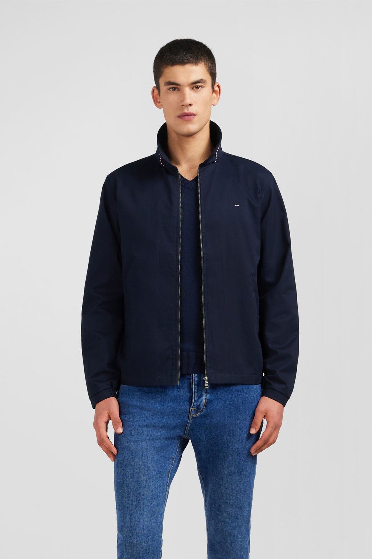 Dark blue jacket in cotton gabardine