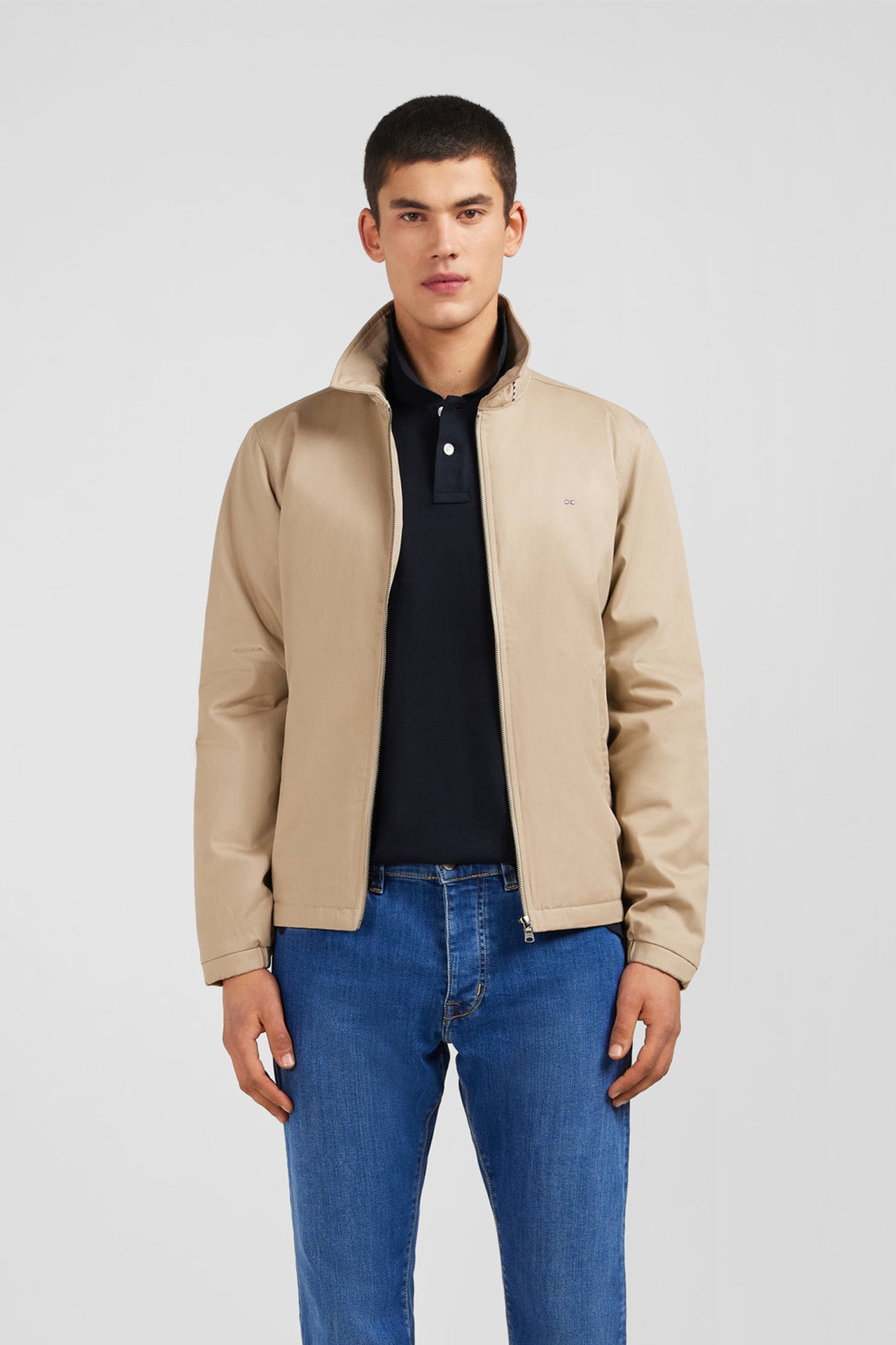 Beige jacket in cotton gabardine