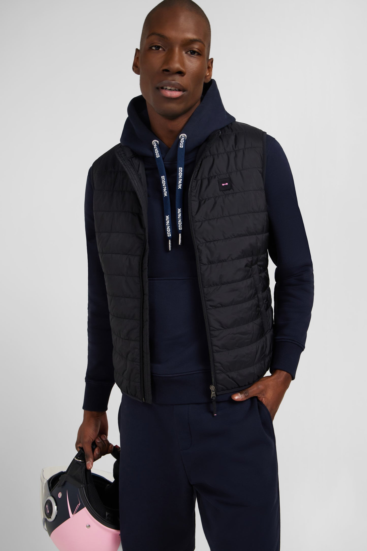 Black sleeveless down jacket