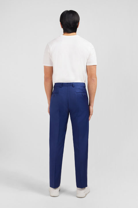 Regular blue wool pants with broken pleats - Image 3