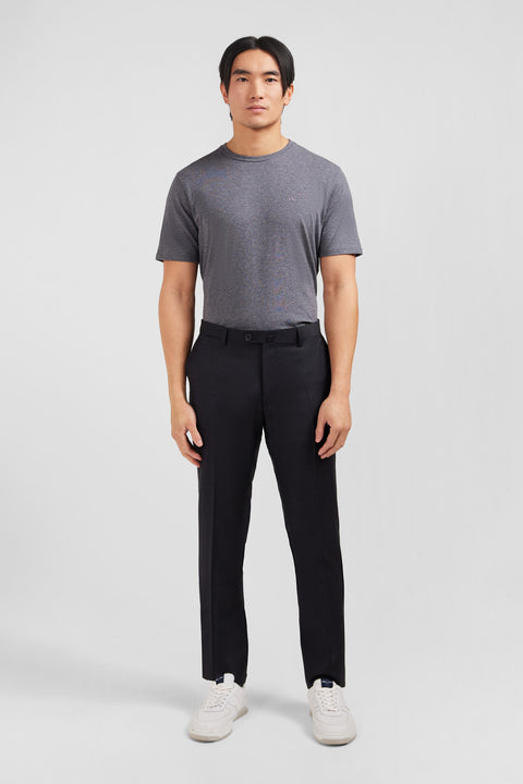 Slim dark grey wool trousers with broken fold - Image 1