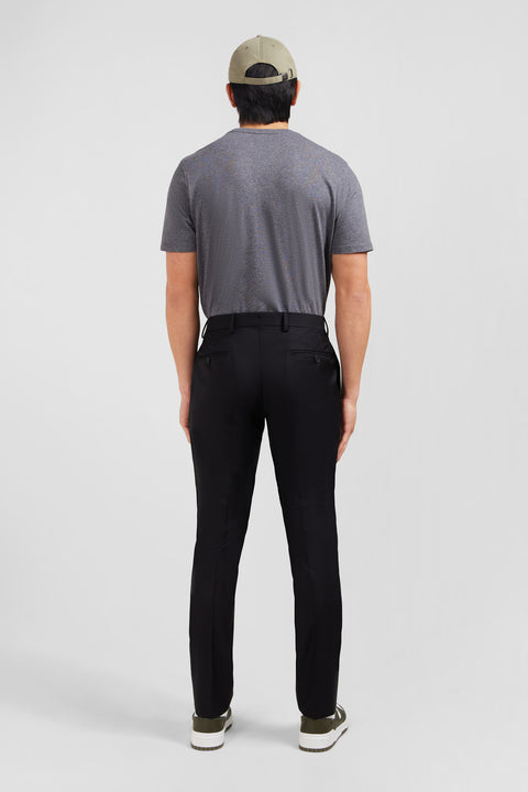 Slim black wool trousers with broken fold - Image 3