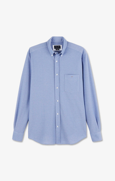 Blue cotton pinpoint shirt - Image 2