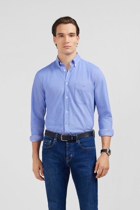Blue cotton pinpoint shirt - Image 3