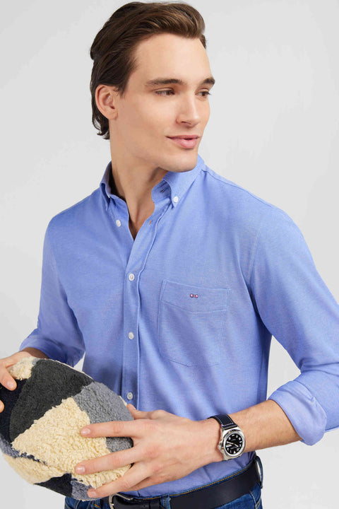Blue cotton pinpoint shirt - Image 1
