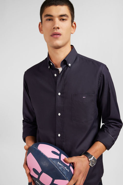 Dark grey plain cotton shirt - Image 1